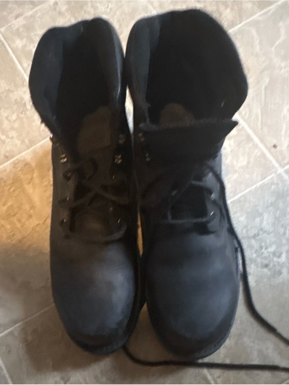 HAWX Women's Black Combat Moto Boots - Leather Upper Lace-Up Style